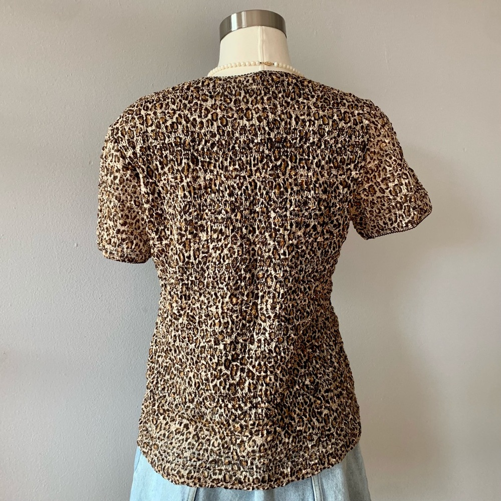 Vintage East 5th Y2K Leopard Print Textured Blouse Top Size L - Picture 3 of 10